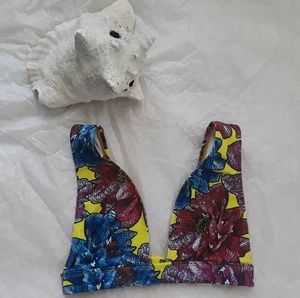NWOT ASOS mexican floral deep plunge bikini top